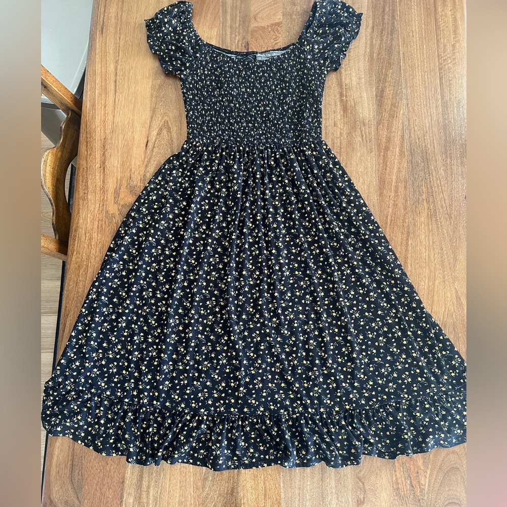 Urban Outfitters Black and yellow Floral Midi Dress